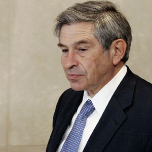 Wolfowitz, looking downtrodden